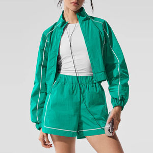 Conjunto de 2 Piezas a la Moda, Chaqueta Cortavientos de Nailon Elástica Impermeable de Alta Calidad, Unisex, Personalizable, con Cremallera para Mujer - Product Image 1