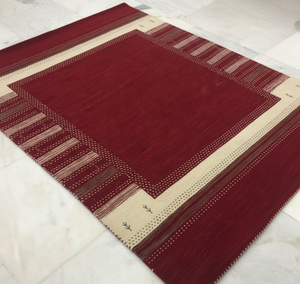 Tapis Lori Buff Gabbeh vert forêt fait à la main, style tribal minimaliste moderne, coton vert foncé uni, tapis écologique, afghan - Product Image 3