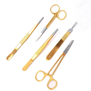 Kit de dissection chirurgical 5 pièces en acier allemand, revêtement doré, pour étudiants en biologie et médecine, prix abordable - Product Image 4