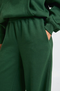 New Arrived 2025 Winter 100% Cotton Women 2 Pcs Embroidered <b>Oversized</b> Drop Shoulder Sweatshirt Baggy Flared <b>Sweatpants</b> - Product Image 6