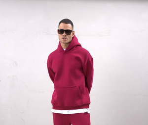 Sweat à capuche en molleton de coton orange surdimensionné pour homme, style décontracté, coupe classique, tricoté, automne - Product Image 5