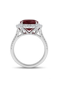 Anillo de compromiso con diamante de corte brillante redondo y diamante de corte ovalado con diseño en el hombro, estilo clásico para mujer, certificado por IGI. - Product Image 2