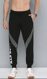 Men's <b>Black</b> Sporty Sweatpants With Stripes Elastic Waist Breathable Knitted Joggers Summer Wear - Product Image 2