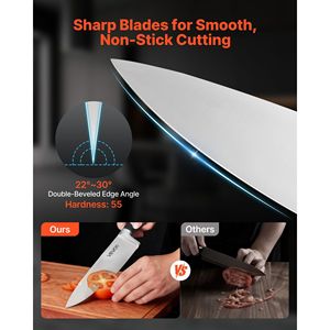 15-Piece High Carbon Stainless Steel Kitchen <b>Knife</b> Set with Block <b>Sharpener</b> Crack-Resistant Cutlery - Product Image 3