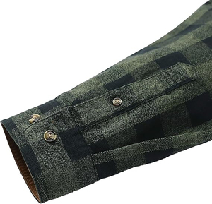 Camisa de Franela Sólida para Hombre, Cuello Mao, 100% Algodón, Transpirable, de Secado Rápido, Manga Larga, Talla 6XL - Product Image 6