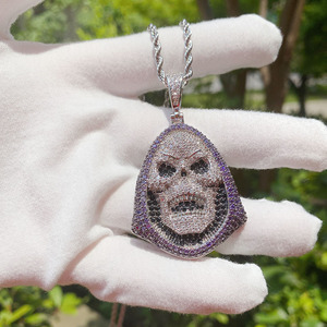 จี้หน้าฮิปฮอปแบบกำหนดเองสำหรับผู้ชาย จี้เพชรโมอิสซาไนต์ VVS ระยิบระยับ เครื่องประดับ 3 มิติ จี้เงินแท้ S925 - Product Image 4