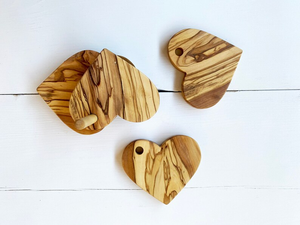 Olive <b>Wood</b> <b>Heart</b> Coaster Set, Rustic Drink Coasters By B H Brothers - Product Image 3