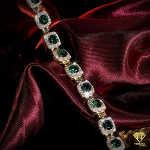 Luxury Emerald Green Lab Grown Diamond <b>Bracelet</b> With Brilliant Iced Out Accents In 925 Sterling Silver Jewelry - Product Image 2