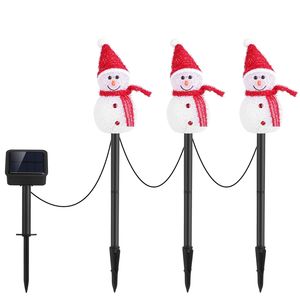 <b>Solar</b> Powered LED Lamp 3 Snowmen Outdoor Decorative Christmas Garden Stake <b>Light</b> IP55 Waterproof <b>Santa</b> Landscape Warm Lighting - Product Image 3