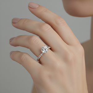 Anillo de Compromiso con Diamante Cultivado en Laboratorio, Oro de 14K, Chapado en Oro Rosa, Halo Oculto, Banda Pavé, Fabricante de Joyería Personalizada, OEM, ODM - Product Image 5