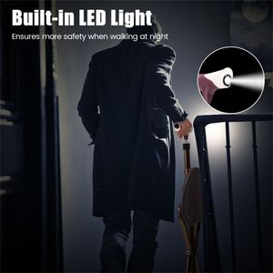 Bastone da passeggio pieghevole in lega di alluminio con luce LED, regolazione altezza a 5 livelli, cuscinetti antiscivolo, cuscino extra/3 cuscinetti per i piedi, capacità 220 libbre - Product Image 4
