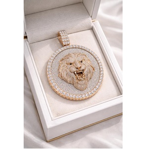 Export Quality Lion Head Pendant <b>Necklace</b> 18K Gold Plated Cubic Zirconia Iced Out Hip Hop Men's Fashion Jewelry Gift - Product Image 5