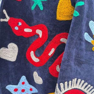 Veste en velours de coton respirant brodée à la main, col montant, manches longues, motif floral, pour l'hiver et l'automne, réversible, pour femme - Product Image 3