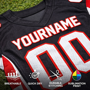 Jersey de Fútbol Americano Personalizado OEM, Manga Corta, Impreso, de Secado Rápido, Transpirable, Tela de Poliéster Sublimada, Nombre y Número del Jugador - Product Image 3