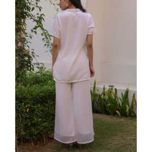 Cordón Floral Redondo de Georgette Blanco Ecológico Elle para Prendas - Product Image 3