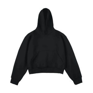 เสื้อฮู้ดครอปสีเทาแบบยูนิเซ็กซ์ ผ้าฝ้ายเฟรนช์เทอร์รี่ สีพื้น ทรงโอเวอร์ไซส์ มีกระเป๋า ดีไซน์ลำลอง ใส่ได้ในฤดูใบไม้ร่วง - Product Image 3