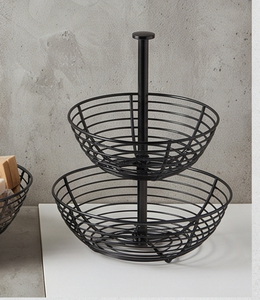 Modern Metal <b>Wire</b> <b>Storage</b> <b>Basket</b> 2-Tier Stackable Bowl Design For Neatening Multi-Purpose Use Elegant Tabletop - Product Image 2