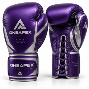 Guantes de Boxeo de Cuero Morado, Guantes de Entrenamiento Profesional, Guantes de Boxeo Acolchados, Logotipo Personalizado OEM, Guantes Deportivos al por Mayor - Product Image 1