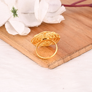 Natural Lapis Lazuli Brass <b>Ring</b> Gold Plated Handmade Fashion Jewelry for Women - Product Image 4