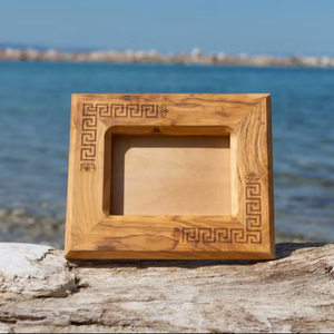 Hand Crafted Teak Wood <b>Picture</b> <b>Frame</b>| Ancient Greek Meander Engraved Design | Creative Vintage Ornate Durable Eco-Friendly - Product Image 1