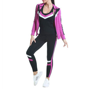 <b>Women's</b> Black Pink Solid Vintage Winter Short 2 Piece Fleece <b>Knitted</b> Spandex Breathable Quick Dry Workout <b>Jogger</b> Set Zipper - Product Image 3