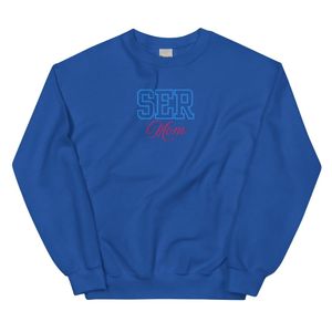Sweat-shirt unisexe brodé « Mom » en molleton doux, col rond, gris chiné bleu roi, style décontracté et confortable pour le quotidien - Product Image 1