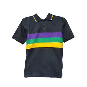 2024 Mardi gras vêtements pour papa et moi noir poitrine rayure manches courtes automne printemps polo tenues pour adultes et petits garçons - Product Image 2