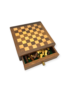 Boîte et plateau d'échecs en bois de 6 pouces, finition naturelle, jeu de stratégie classique pour le divertissement familial et les activités intérieures - Product Image 6