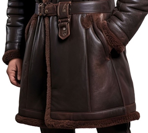 Trench Leather <b>Coat</b> <b>Men</b> Genuine Cow Skin High Quality Sherpa Shearling Waterproof Hooded Regular Length Warm Slim Eco-Friendly - Product Image 3
