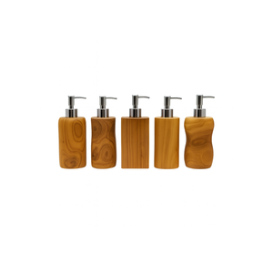 ARTERRA Distributeur de savon moderne en teck écologique durable de luxe, pompe en acier inoxydable, flacon de lotion liquide rechargeable - Product Image 1