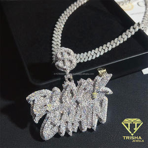 Iced Out Custom Angel Pendant Moissanite Diamond Hip Hop Jewelry Necklace Luxury Religious Pendant Personalized <b>Name</b> Fashion - Product Image 2