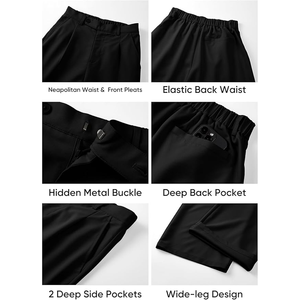 Pantalon plissé noir large pour homme, taille haute, formel, infroissable, en polyester, style automne - Product Image 4
