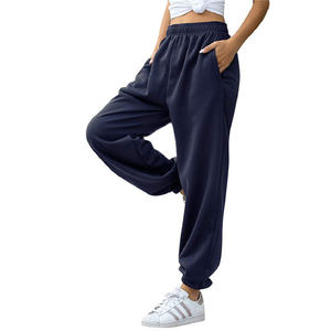 Pantalones de chándal con logotipo personalizado para mujer, pantalones de chándal de algodón transpirable, Pantalones rectos de diseño de ropa de calle con cierre medio elástico para Unisex - Product Image 5