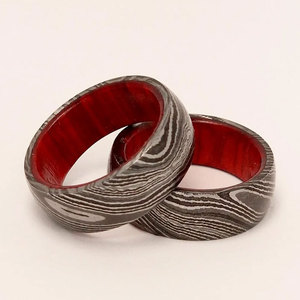 Anillo de Compromiso de Acero de Damasco, Joyería Artesanal Hecha a Mano, Diseño Personalizado para Hombres y Mujeres, Anillo de Acero de Damasco Hecho a Mano - Product Image 2