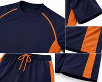 T-shirt Athlétique Homme Bleu Marine à Manches Longues, Blocs de Couleurs, Séchage Rapide, Accents Orange, Respirant, Écologique, en Spandex – Meilleure Vente