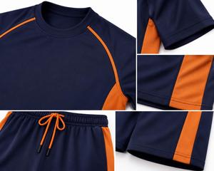 T-shirt Athlétique Homme Bleu Marine à Manches Longues, Blocs de Couleurs, Séchage Rapide, Accents Orange, Respirant, Écologique, en Spandex – Meilleure Vente - Product Image 5