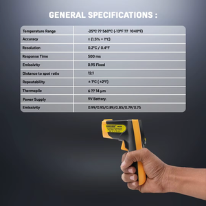 Termómetro Infrarrojo Digital IRL 550 de Uso Industrial, Lecturas de Temperatura 2C Rápidas y Precisas, Instrumento Eléctrico de Precisión - Product Image 2