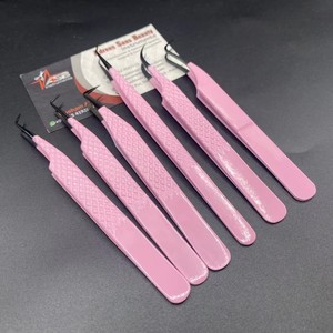 Pinzas para Pestañas Color Rosa Bebé y Negro, Pinzas de Acero Inoxidable para Aislamiento de Pestañas, Pinzas Personalizadas de 90 Grados para Extensión de Pestañas - Product Image 4