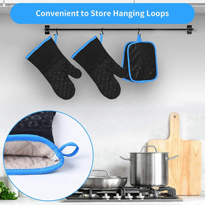 Industrial Grade Leather Heat Resistant <b>Gloves</b> for Baking Grilling & Cooking Heavy Duty <b>Oven</b> Mitts for Bakery and Restaurant Use - Product Image 3