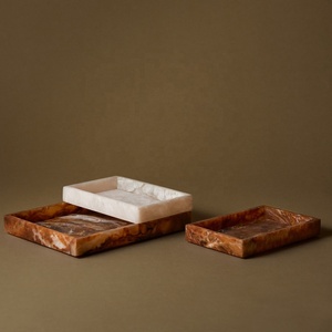 Hot Selling Resin Rectangular Tray Premium Luxury Wedding <b>Home</b> Decor Multi-Functional Serving Tray Marble Design Modern Diwali - Product Image 3