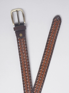 Cinturón Casual Marrón con Logotipo Personalizado 2025 para Hombre, Cuero Genuino de Alta Calidad con Patrón de Tejido Trenzado, Hebilla de Aleación, Venta al Por Mayor OEM - Product Image 3