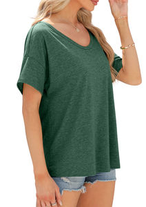 เสื้อยืดผ้าแคนวาสสีเขียวอ่อนคุณภาพสูงสำหรับผู้หญิงไซส์ใหญ่ ลายเรียบ ระบายอากาศได้ดี ไม่เป็นขุย แห้งเร็ว รับผลิตแบรนด์ตามสั่ง - Product Image 3