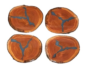 Manteles individuales de protección de mesa de cedro hechos a mano cuadrados redondos de aspecto creativo té de resina epoxi interior de madera - Product Image 2