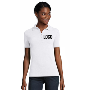 "Women's Slim Fit Golf Polo Shirt Short Sleeve Turn <b>Down</b> Collar Black White Custom Colors Sporty Casual OEM ODM Wholesale" - Product Image 3
