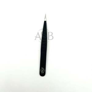 <b>Black</b> Matte Pointed Tip Tweezer With <b>Heart</b> At Handle Stainless Steel Beauty Instrument Customized Logo Printing - Product Image 2