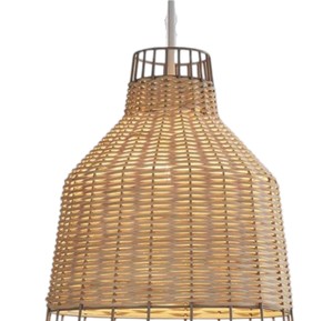 Lampe suspendue artisanale en rotin écologique, abat-jour tissé, luminaire bohème pour chambre à coucher ou hôtel - Product Image 2