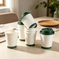Gobelets à café jetables à double paroi de 16 oz et 20 oz, isolés pour boissons chaudes, design ondulé, en papier, vente en gros