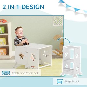 Torre di Sicurezza 2-in-1 Bianca per Bambini con Ringhiera per Lavabo, Bancone Cucina o Protezioni - Product Image 5