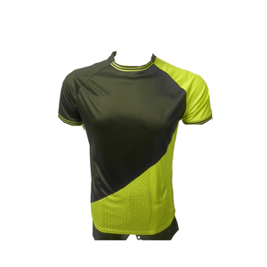 เสื้อยืดแขนสั้นคอกลมทรงแร็กแลนสำหรับผู้ชาย สีดำคอรัล บล็อกสี แห้งเร็ว ทรงเข้ารูป สปอร์ต ผ้าถักโพลีเอสเตอร์ - Product Image 2