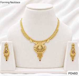 Imitation 18K <b>Gold</b> Plated Brass Women's Necklace <b>Set</b> Engagement Anniversary Wedding Party Jewelry Earrings Micro Insert Trendy - Product Image 1